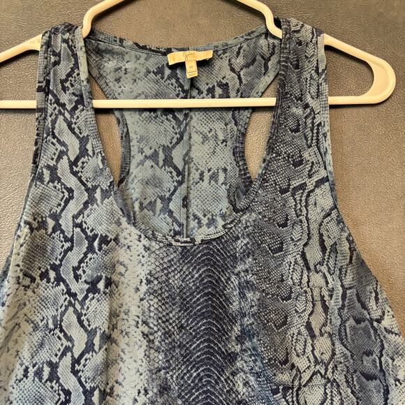 Joie Blue Gray Snakeskin Print Tank Top Racerback Medium Boho Chic Silk Minimal - Picture 7 of 10